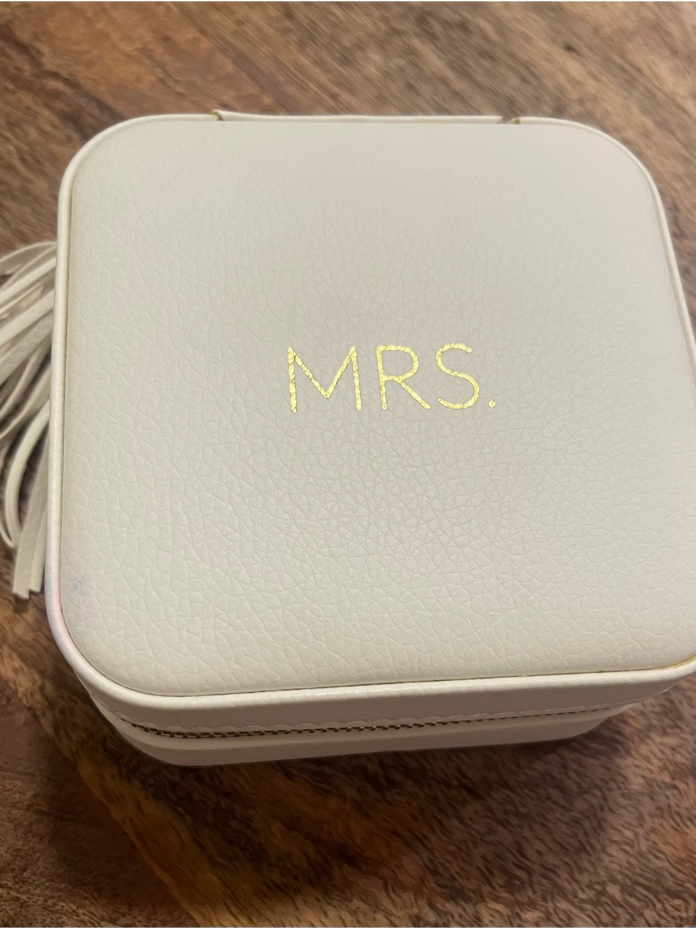 MRS. Travel Jewelry Box | White Vegan Leather | Bride Gift